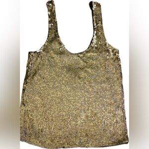 Trina Turk vintage gold sequence razorback tank.